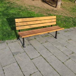 Metal Footed Wooden Park Bench Classic