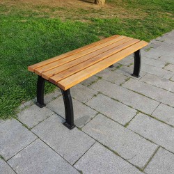 Metal Footed Wooden Bench