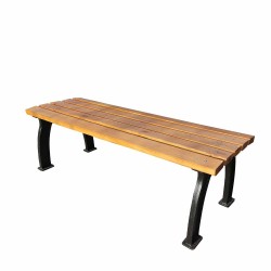 Metal Footed Wooden Bench