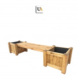 Wooden Bench With Flowerpots