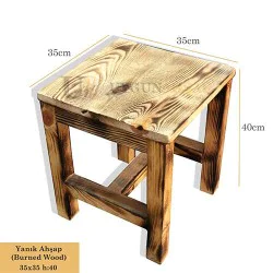 Yanık Ahşap Tabure